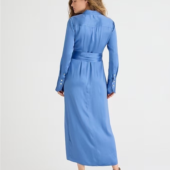 J crew Drapey shirtdress in luster crepe Delphinium Blue - Picture 2 of 5